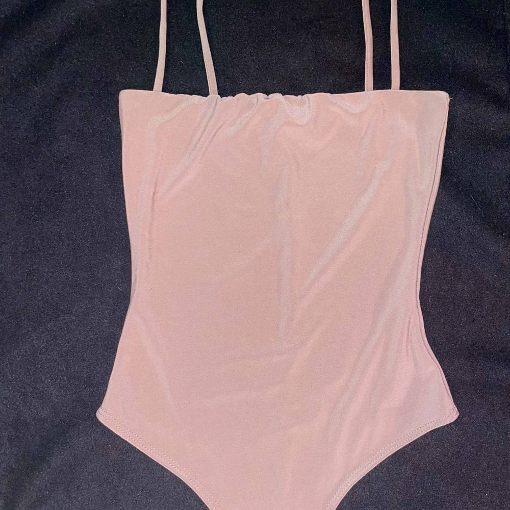 Nude square top spaghetti strap Fashion Nova Bodysuit